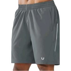 NORTHYARD Mens 7" Running Shorts with Zipper Pockets Size Small Gray Athletic S5